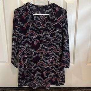 Express navy blue printed blouse size L